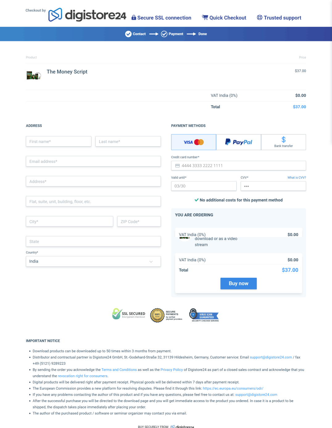 The Money Script Cart